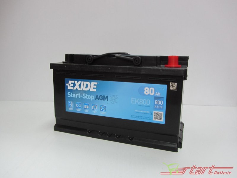 Exide EK 800 12V 80Ah 800A(EN) L4 - Start & Stop AGM - Batterie Auto -  Start Batterie Shop